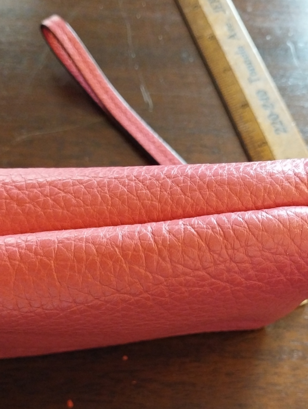 Coach Pebbled Leather Wristlet Wallet - Pinkish Red, Gently Loved - Picture 7 of 9